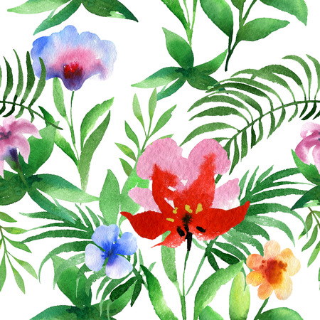 Watercolor seamless floral patternの写真素材