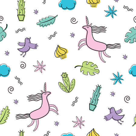 seamless pattern, vector doodlesのイラスト素材