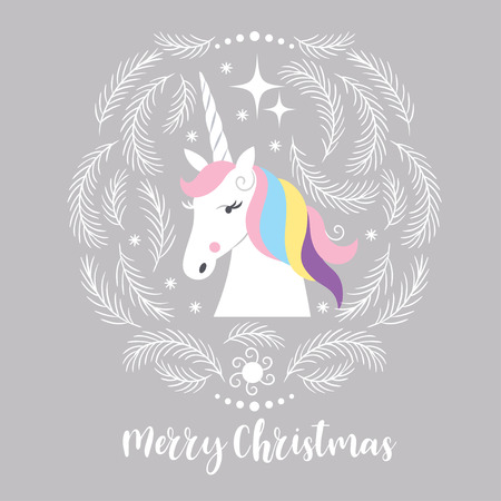Christmas card with Unicornのイラスト素材