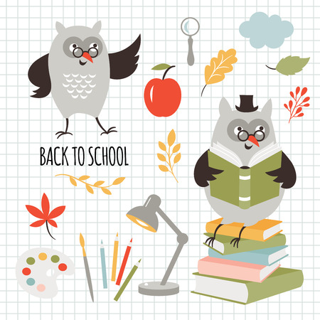 Back to school, illustrations set, vector imagesのイラスト素材