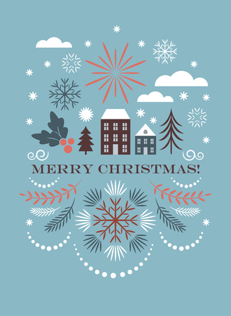 Merry christmas greeting card, Vector illustrationのイラスト素材