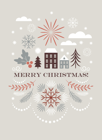 Merry christmas greeting card, Vector illustrationのイラスト素材