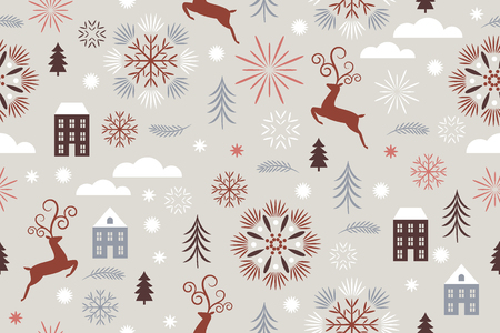 seamless christmas and new year patternのイラスト素材