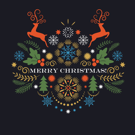 Merry christmas greeting card, Vector illustrationのイラスト素材