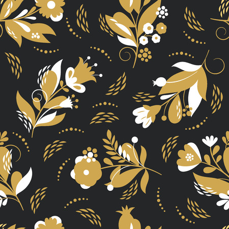 Beautiful seamless pattern, whimsical flowers, vector illustrationのイラスト素材