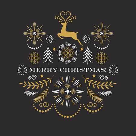 Merry christmas greeting card, Vector illustrationのイラスト素材