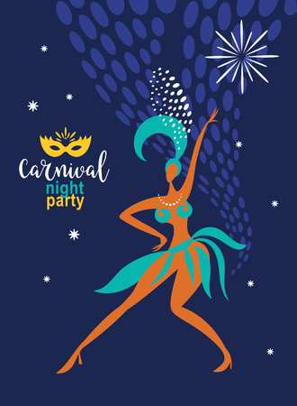 Traditional Brazilian Carnival, Festa Junina, Carnaval night party poster designのイラスト素材