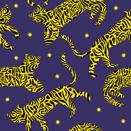 Tigers, seamless pattern, vector illustrationのイラスト素材