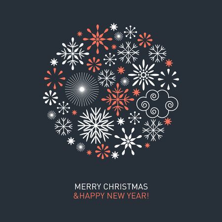 Merry Christmas Christmas card . Beautiful Snowflakesのイラスト素材