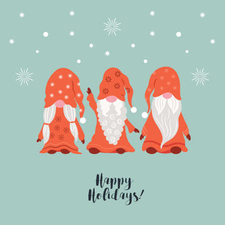 Christmas gnomes , Christmas illustration, Greeting card, banner, gift card, posterのイラスト素材