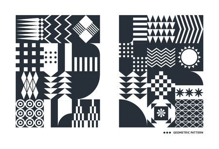 Black and white geometric pattern . Geomentric shapes styleのイラスト素材
