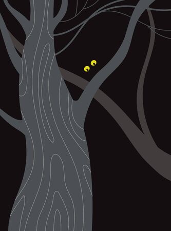 Glowing Black Cat Eyes in the Dark. Perfect for Halloween card.のイラスト素材