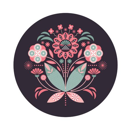 Greeting or invitation card. Stylized decorative bouquet . Banner, poster template. Birthday card. Flat designのイラスト素材