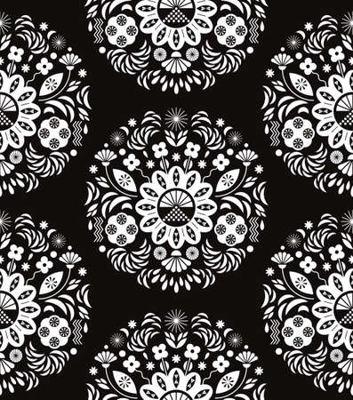 seamless black and white ornamentのイラスト素材