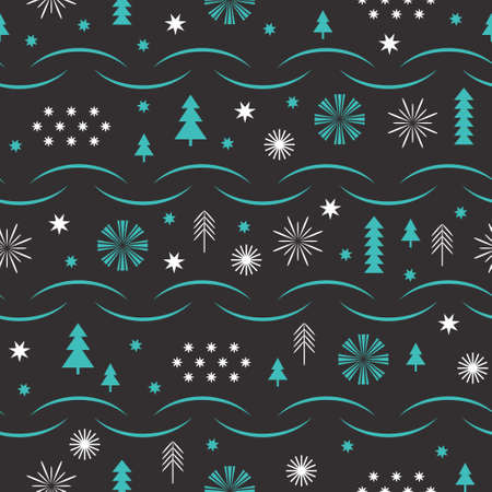 Seamless Christmas pattern, Christmas ornament on a blue background.のイラスト素材