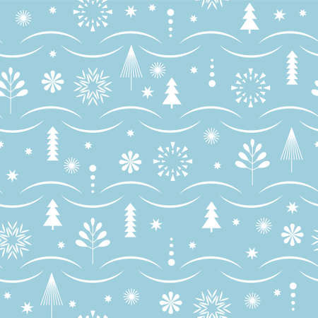 Seamless Christmas pattern, Christmas ornament on a blue background.のイラスト素材