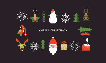 Christmas banner design. Christmas greeting card, poster. Happy New Year. Merry Christmas. Seasons Greetings.のイラスト素材