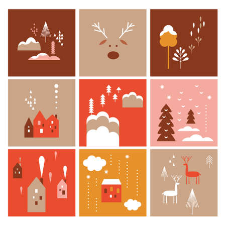 Collection minimalist images christmas theme.のイラスト素材