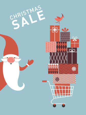 Christmas Sale Season Design Template. Banner. Vector illustration. Place for text.のイラスト素材