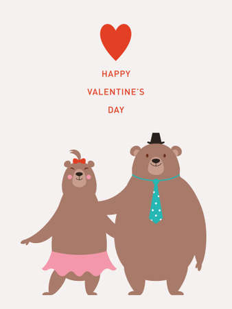 Two Cute Bears, Valentine's Day greeting card, poster, banner, card designのイラスト素材