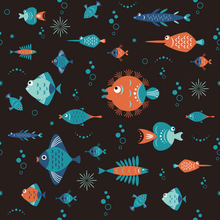 Beautiful fishes, sea creatures. Marine life.のイラスト素材
