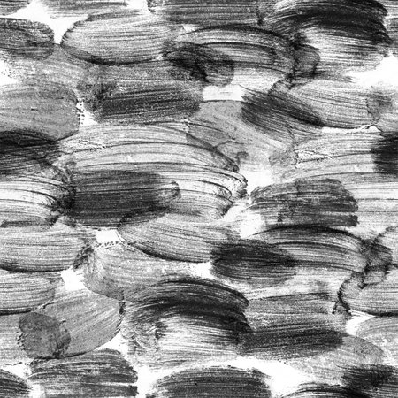 Seamless textured pattern, black and white brush stroke, abstract hand drawn spotsの写真素材