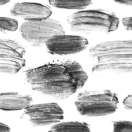 Seamless textured pattern, black and white hand brush strokes, abstract spotsの写真素材