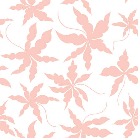 Seamless floral pattern, pink leaves on whiteのイラスト素材
