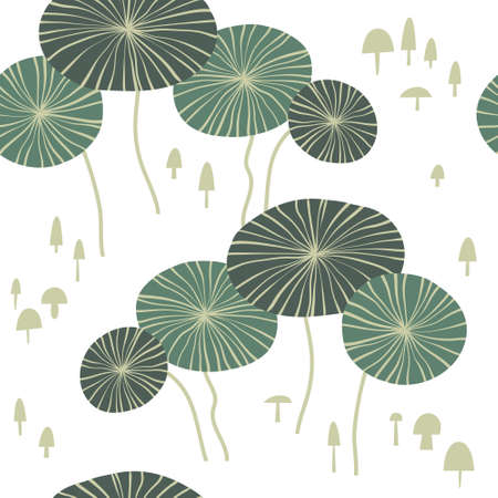 Abstract seamless pattern with green plantsのイラスト素材