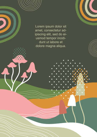 Banner, flyer, template design, abstract mushrooms and place for textのイラスト素材