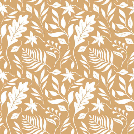 Atumn leaves, seamless illustration. Vector pattern, fabric designのイラスト素材