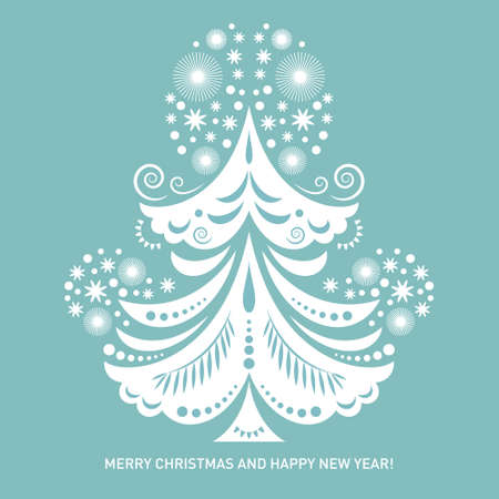 Christmas card. Stylized christmas treeのイラスト素材