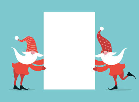 Two Cute Gnomes and place for your text. Greeting card, banner templateのイラスト素材