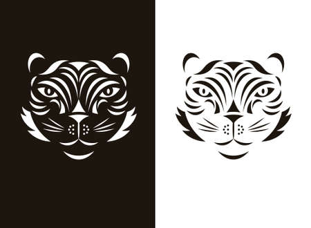 Tiger  black and white tigers facesのイラスト素材