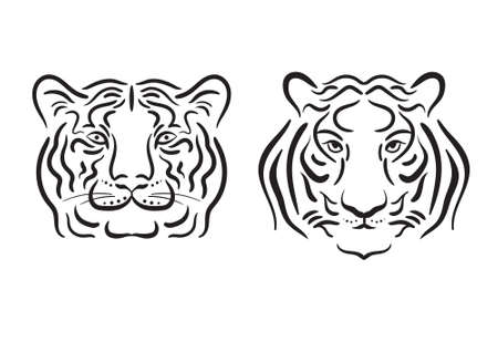 Line art. Head of tiger. Symbol of chinese new year.のイラスト素材