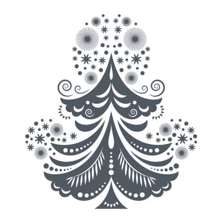 Christmas card. Stylized christmas treeのイラスト素材