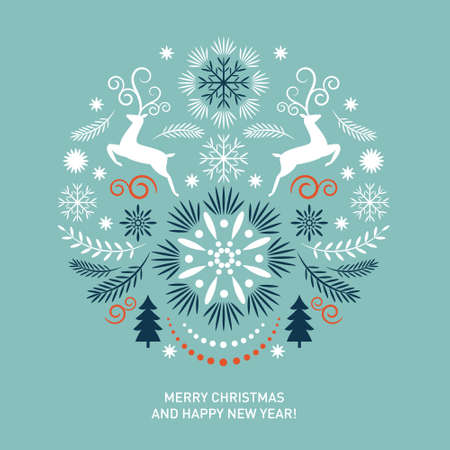 Merry christmas greeting card, Vector illustrationのイラスト素材