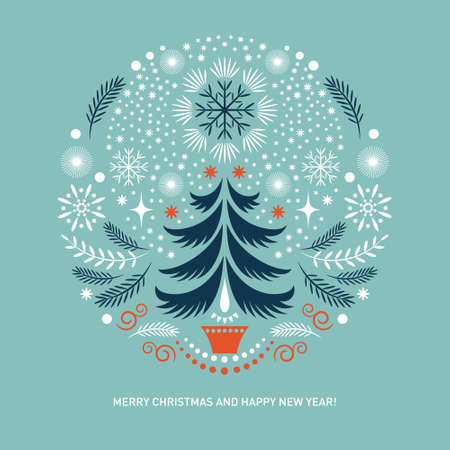 Christmas card. Stylized abstract christmas treeのイラスト素材