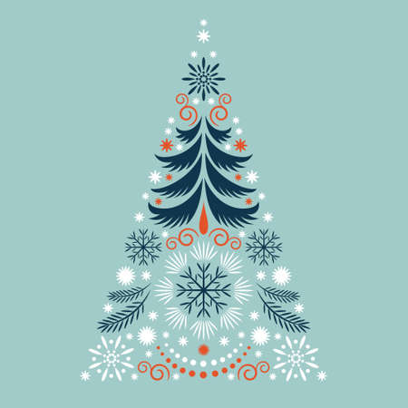 Christmas tree. Stylized christmas treeのイラスト素材