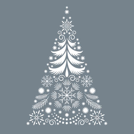 Christmas card. Stylized christmas tree, one colorのイラスト素材