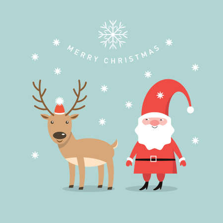 Santa Claus and Christmas deer. Christmas illustrationのイラスト素材