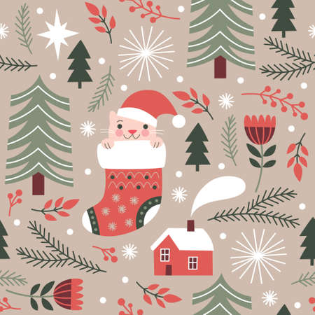 Christmas seamless patternのイラスト素材