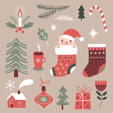 Set of Christmas design elementsのイラスト素材