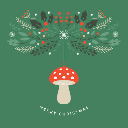 Greeting card with amanita mushroom toyのイラスト素材