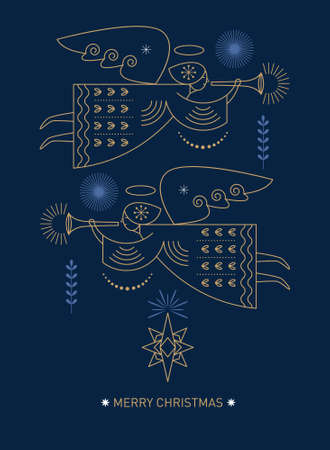 Christmas card. Flying christmas angelsのイラスト素材