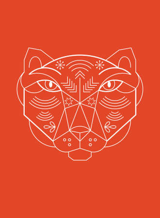 Head of the tiger in geometry style. Geometric minimalist style.のイラスト素材