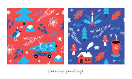 Seamless christmas and new year patternsのイラスト素材