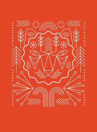 Happy new year banner. Head of the tiger in geometry style. Geometric minimalist style.のイラスト素材