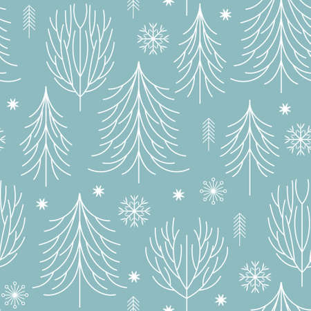 seamless pattern with trees, christmas and new years backgroundのイラスト素材