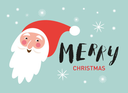 Christmas card, banner design, flyer, cute Santa, letteringのイラスト素材